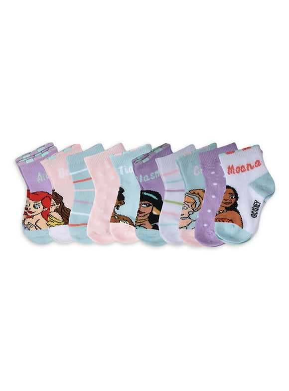 Disney Princess Toddler Girls Socks, 10-Pack, Sizes 12 Months - 5T