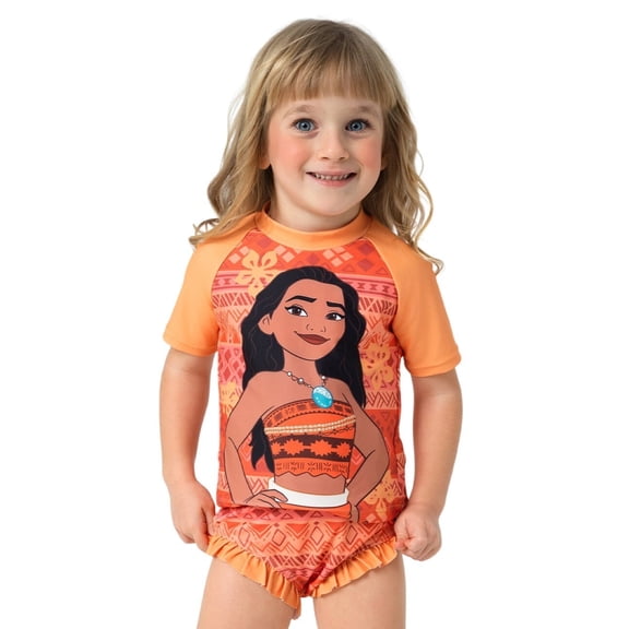 Disney Princess Toddler Girls Swimsuit Moana Rash Guard 2 Pieces Set Sizes 2-6