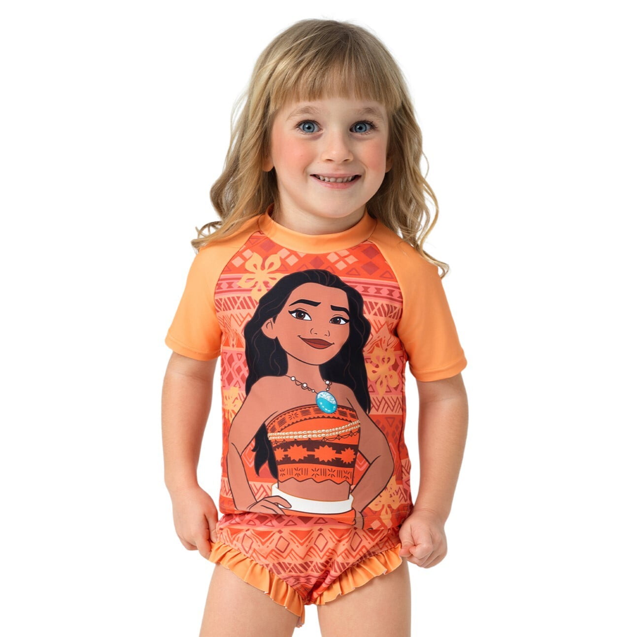 Disney Toddler Girls Swimsuit Set with Moana Rash Guard and Bikini