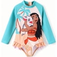 thumbnail image 1 of Disney Princess Toddler Girls Swimsuit Moana Rash Guard Graphic One-Piece Bathing Suits Kids Sizes 2-9, 1 of 10