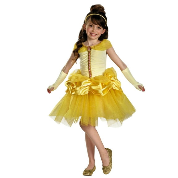 Disney Princess Toddler & Little Girls Belle Costume with Yellow Ball Gown 7-8