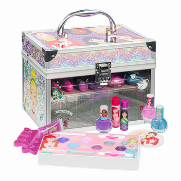 Disney Princess Train Case Makeup Set Toys for Girls Washable Makeup for Kids Pretend Play Makeup by Townley Girl