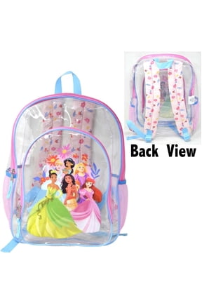 Princess Transparent Backpack Clear 16" School Bag for Girls