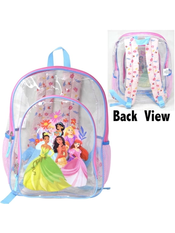 Princess Transparent Backpack Clear 16" School Bag for Girls
