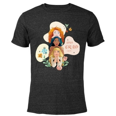 Disney Princess Trio Class of ‘24 Graduation New Grad 2024 - Short Sleeve Blended T-Shirt for Adults - Customized-Black