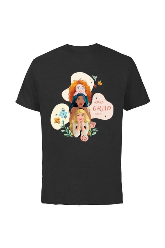 Princess Trio Class of ‘24 Graduation New Grad 2024 - Short Sleeve Cotton T-Shirt for Adults - Customized-Black