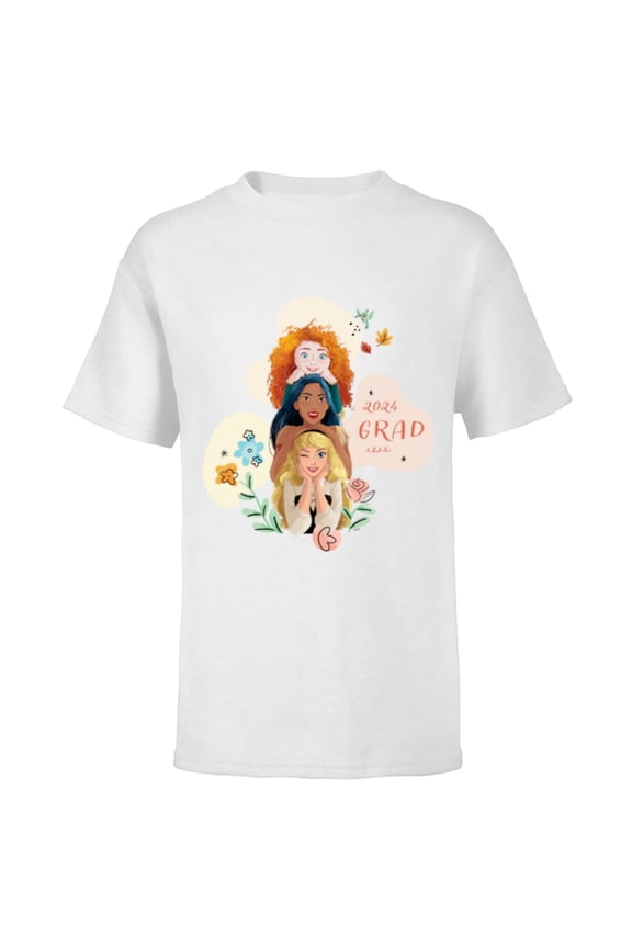 Princess Trio Class of ‘24 Graduation New Grad 2024 - Short Sleeve T-Shirt for Kids - Customized-White