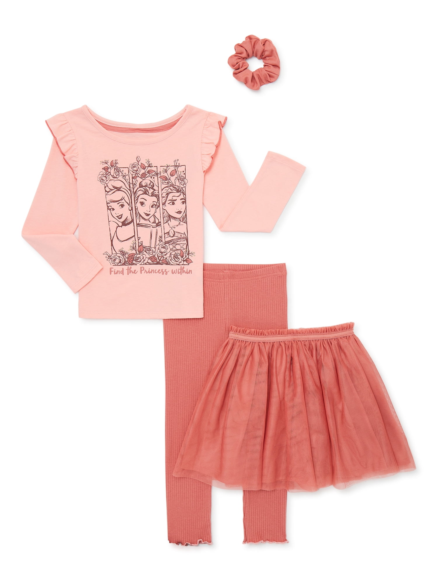 Disney Princess Tutu Top & Leggings & Skirt Outfit Set, 4-Pieces Set, Size 4T