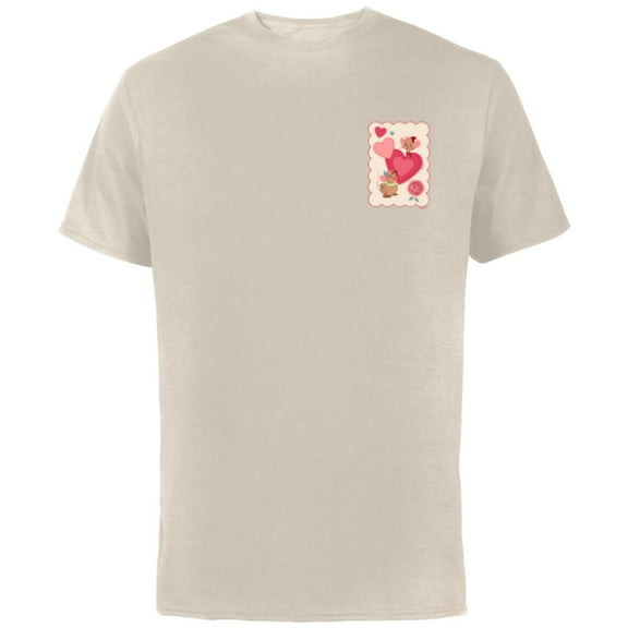 Disney Princess Valentine’s Day Cinderella Jaq & Gus Hearts - Short Sleeve Cotton T-Shirt for Adults - Customized-Natural