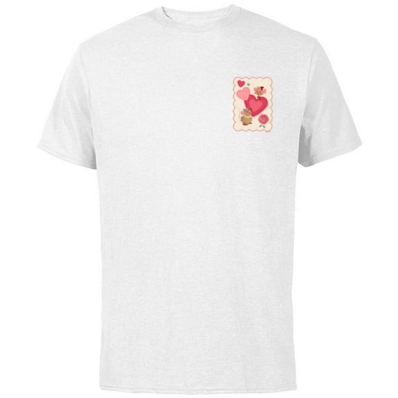 Disney Princess Valentine’s Day Cinderella Jaq & Gus Hearts - Short Sleeve Cotton T-Shirt for Adults - Customized-White