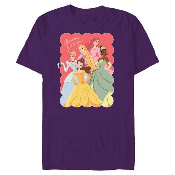 Disney Princess Valentine’s Day Friends BFFs Besties Forever - Short Sleeve Blended T-Shirt for Adults - Customized-Purple