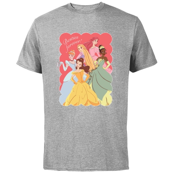 Disney Princess Valentine’s Day Friends BFFs Besties Forever - Short Sleeve Cotton T-Shirt for Adults - Customized-Athletic Heather
