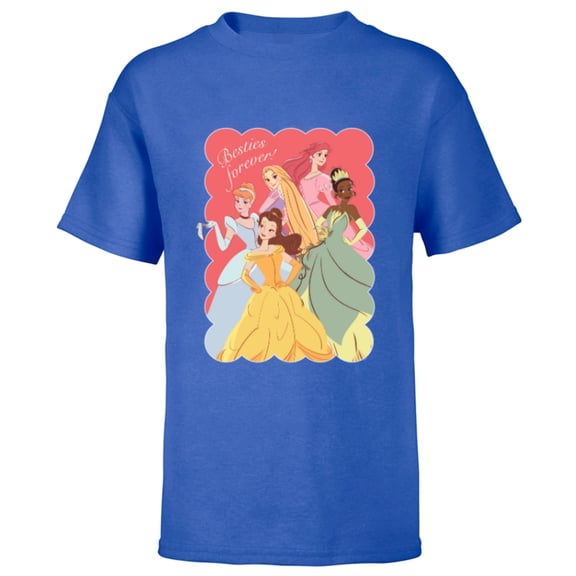 Disney Princess Valentine’s Day Friends BFFs Besties Forever - Short Sleeve T-Shirt for Kids - Customized-Royal