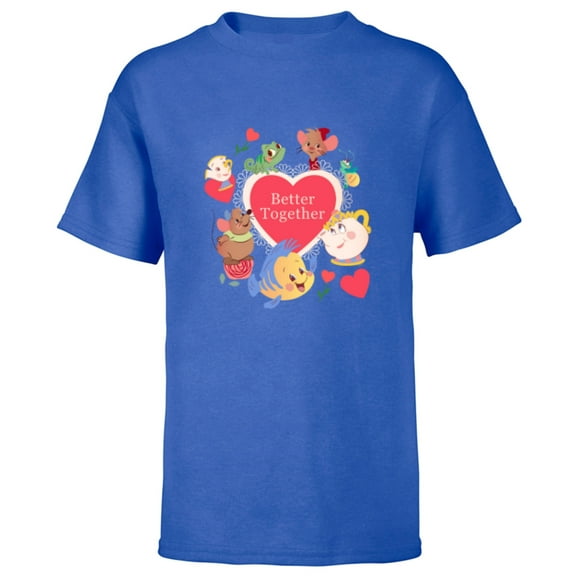 Disney Princess Valentine’s Day Love Heart Better Together - Short Sleeve T-Shirt for Kids - Customized-Royal