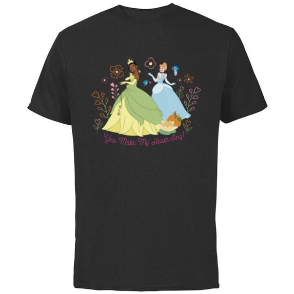 Disney Princess Valentine’s Day You Make My Heart Sing - Short Sleeve Cotton T-Shirt for Adults - Customized-Black