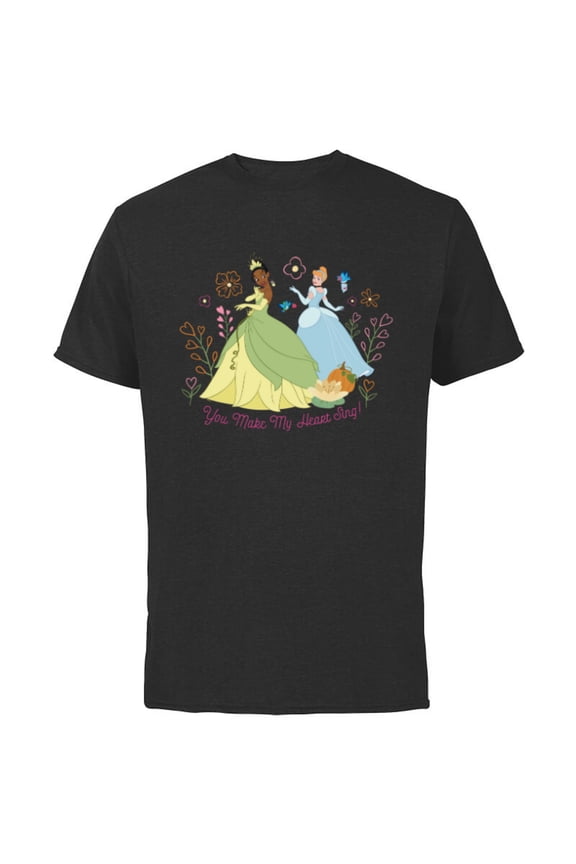 Princess Valentine’s Day You Make My Heart Sing - Short Sleeve Cotton T-Shirt for Adults - Customized-Black