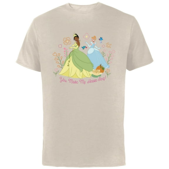 Disney Princess Valentine’s Day You Make My Heart Sing - Short Sleeve Cotton T-Shirt for Adults - Customized-Natural