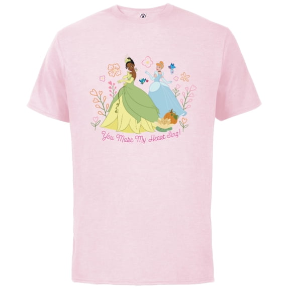 Disney Princess Valentine’s Day You Make My Heart Sing - Short Sleeve Cotton T-Shirt for Adults - Customized-Soft Pink