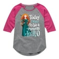 thumbnail image 1 of Disney Princess - Want To Be A Her-o - Toddler And Youth Girls Raglan Graphic T-Shirt, 1 of 5