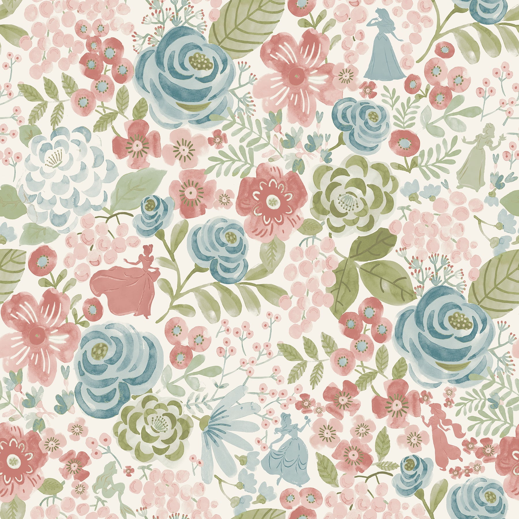 Disney Princess Watercolor Floral Peel & Stick Wallpaper