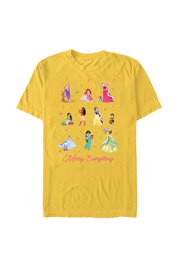 Princess Winter Holiday Fashions Merry Everything - Short Sleeve Blended T-Shirt for Adults - Customized-Yellow