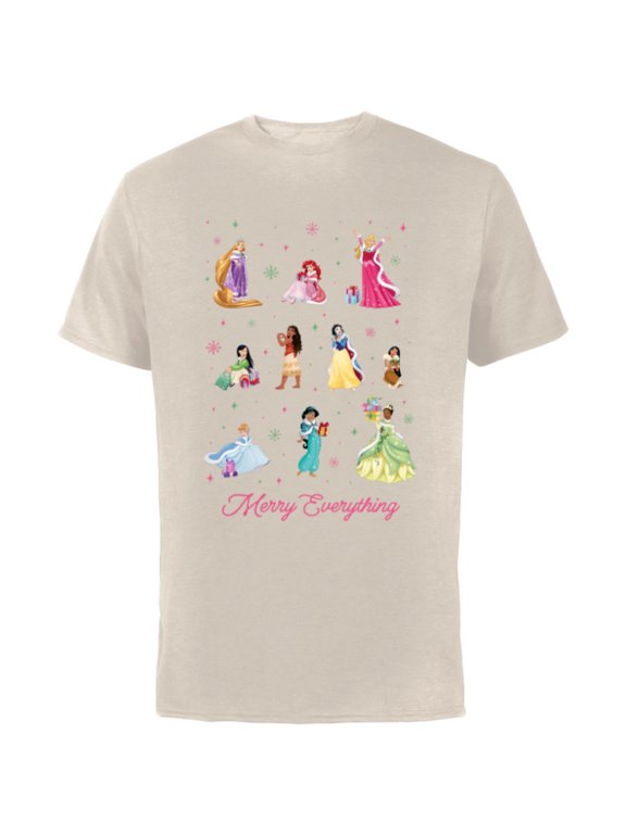 Princess Winter Holiday Fashions Merry Everything - Short Sleeve Cotton T-Shirt for Adults - Customized-Natural