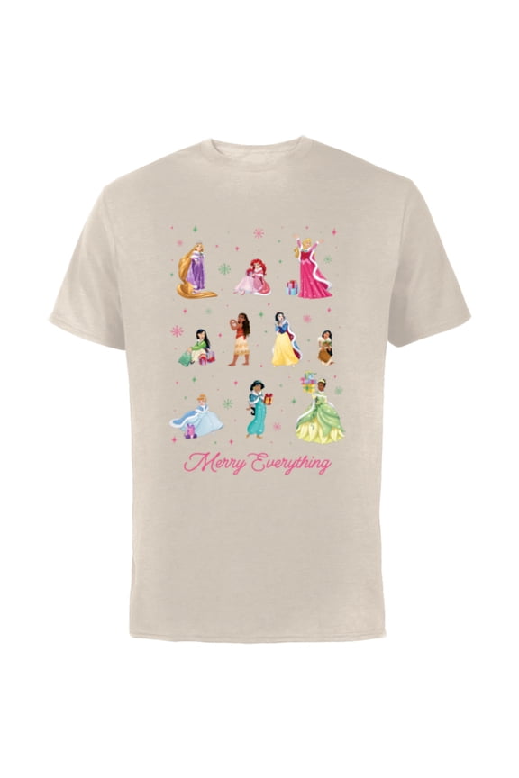 Princess Winter Holiday Fashions Merry Everything - Short Sleeve Cotton T-Shirt for Adults - Customized-Natural