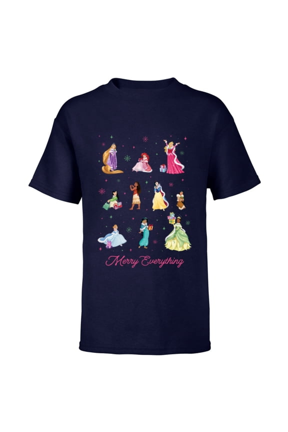 Princess Winter Holiday Fashions Merry Everything - Short Sleeve T-Shirt for Kids - Customized-Navy
