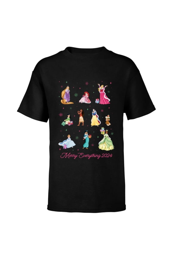 Princess Winter Holiday Merry Everything 2024 - Short Sleeve T-Shirt for Kids - Customized-Black