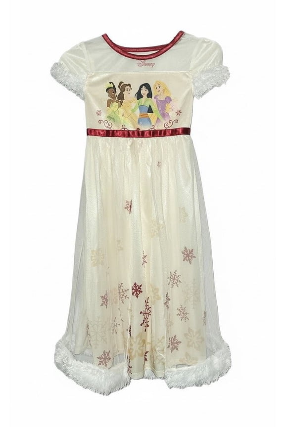 Princess Winter Snowflake Print Christmas Nightgown (Small 6/6X)