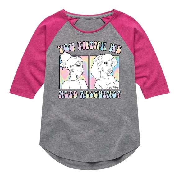 Disney Princess - You Think We Need Rescuing - Toddler & Youth Girls Raglan Graphic T-Shirt