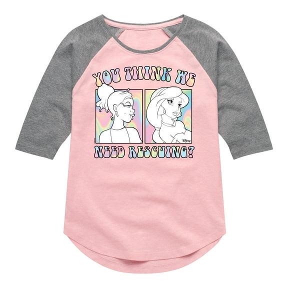 Disney Princess - You Think We Need Rescuing - Toddler & Youth Girls Raglan Graphic T-Shirt