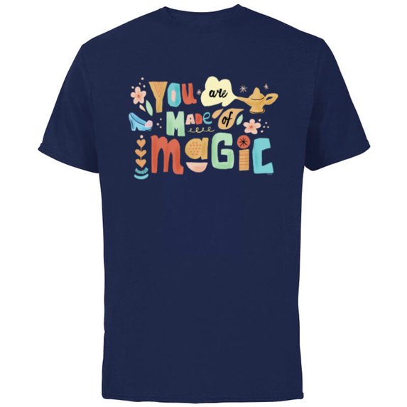 Disney Princess You are Made of Magic Jasmine & Cinderella - Short Sleeve Cotton T-Shirt for Adults - Customized-Athletic Navy