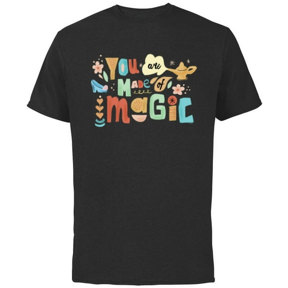 Disney Princess You are Made of Magic Jasmine & Cinderella - Short Sleeve Cotton T-Shirt for Adults - Customized-Black