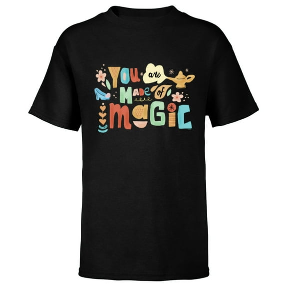 Disney Princess You are Made of Magic Jasmine & Cinderella - Short Sleeve T-Shirt for Kids - Customized-Black