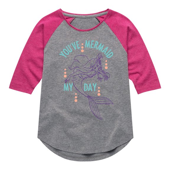 Disney Princess - You've Mermaid My Day - Toddler And Youth Girls Raglan Graphic T-Shirt