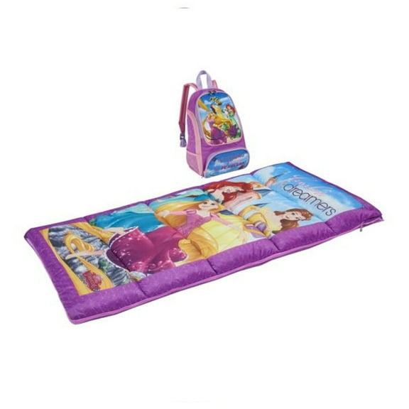 Disney Princess Youth Overnight Set with Sleeping Bag and Matching Backpack