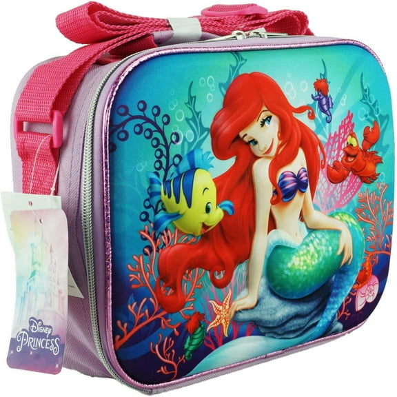 Disney Princess the Ariel Little Mermaid 3-D EVA Molded Insulated Lunch Bag/Box With Strap
