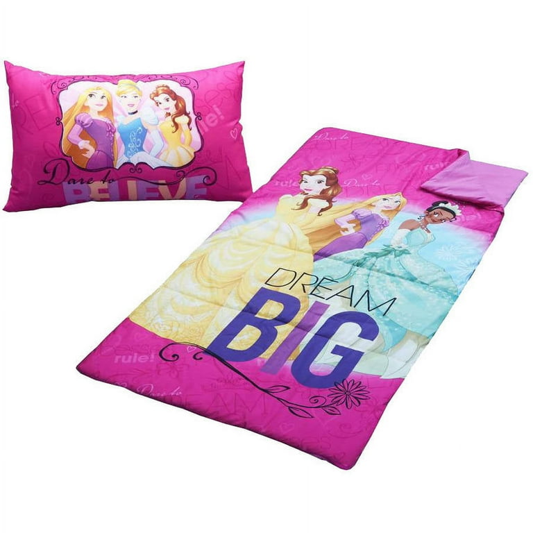 Disney Princess 2-Piece Sleeping Bag Set with Pillow for Kids