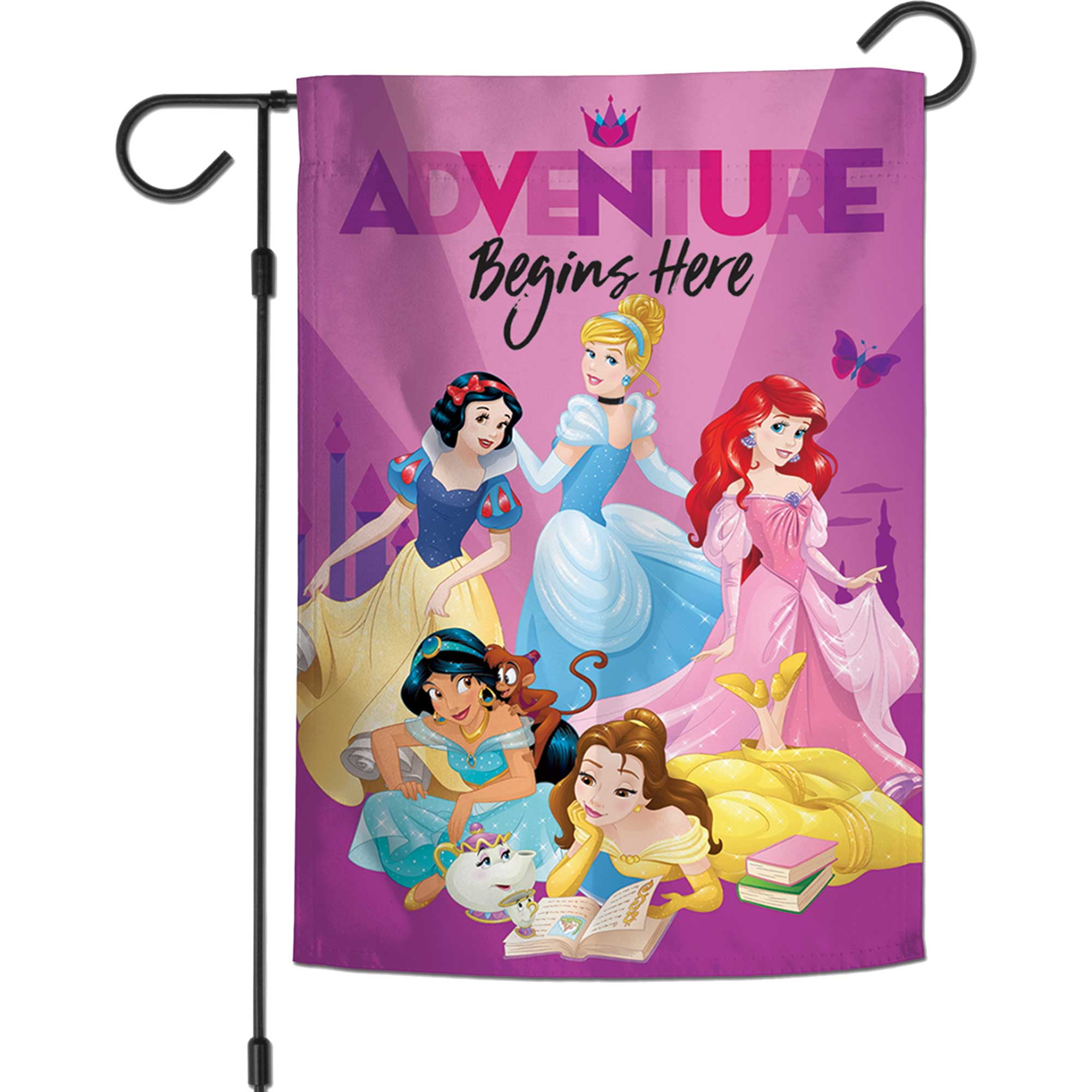 Disney Princesses Adventure Begins Here Garden Flag Licensed Two Sided ...