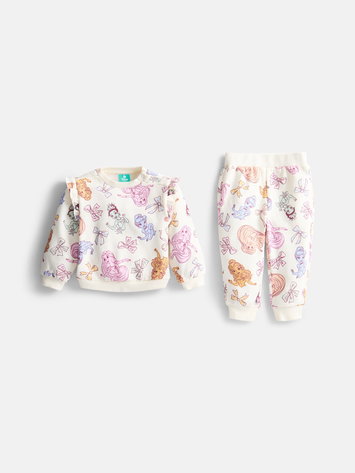 Disney Princess Baby Girls' Fleece Sweatshirt and Joggers Set, 2-Piece, Sizes 0/3M-24M