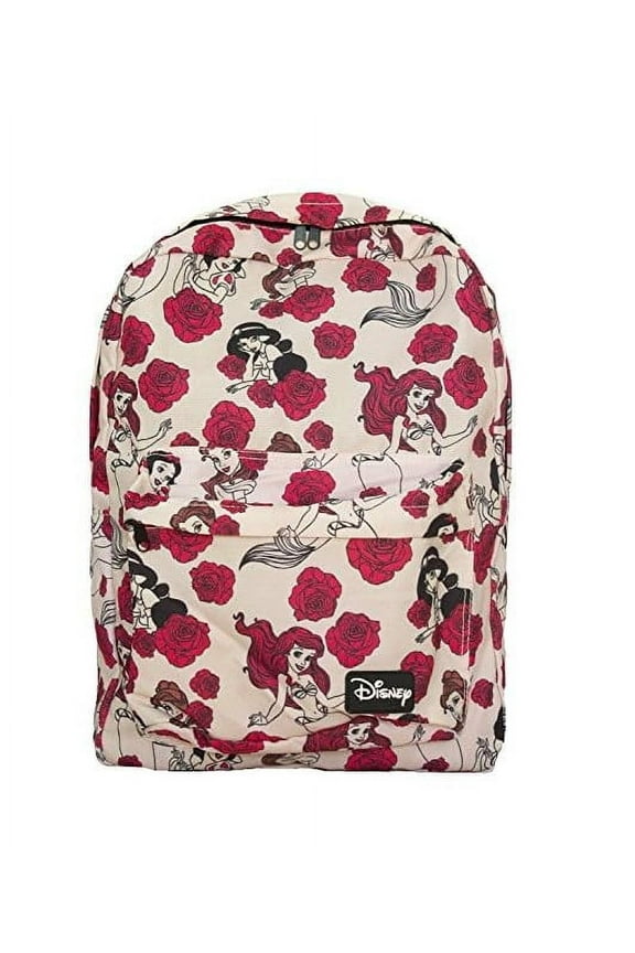 Princesses Backpack Tan Pink Roses All Over Print