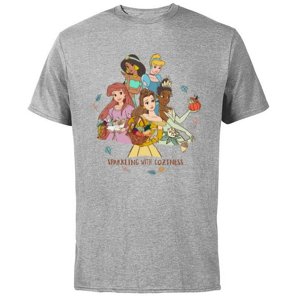 Disney Princesses Charming with Coziness Fall - Short Sleeve Cotton T-Shirt for Adults - Customized-Athletic Heather