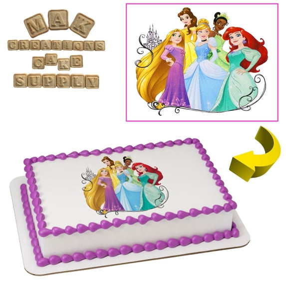 Disney Princesses Edible 1/4 Sheet Cake topper - Can also be used on a ...