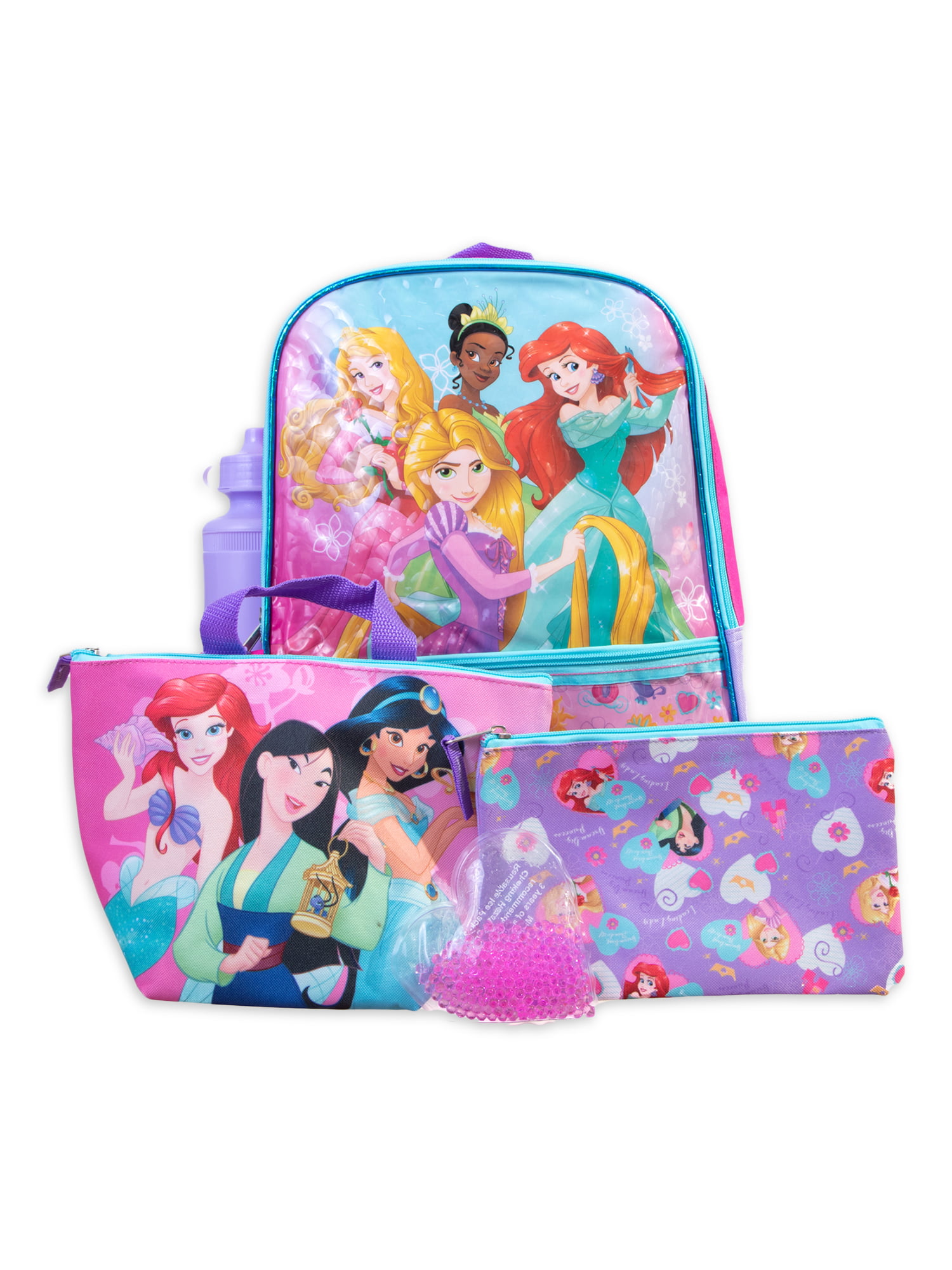  Disney Princess Backpack with Lunch Box Set - Disney Princess  Backpack for Girls Bundle with Lunch Bag, Water Bottle, Stickers, More