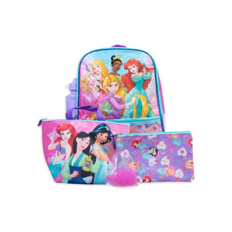 Walt Disney Studio Princess School Backpack With Lunch Box For  Girls, Kids ~ 4 Pc Bundle With 16 Princess School Bag, Lunch Bag, Stickers,  And More (Disney Princess School Supplies)