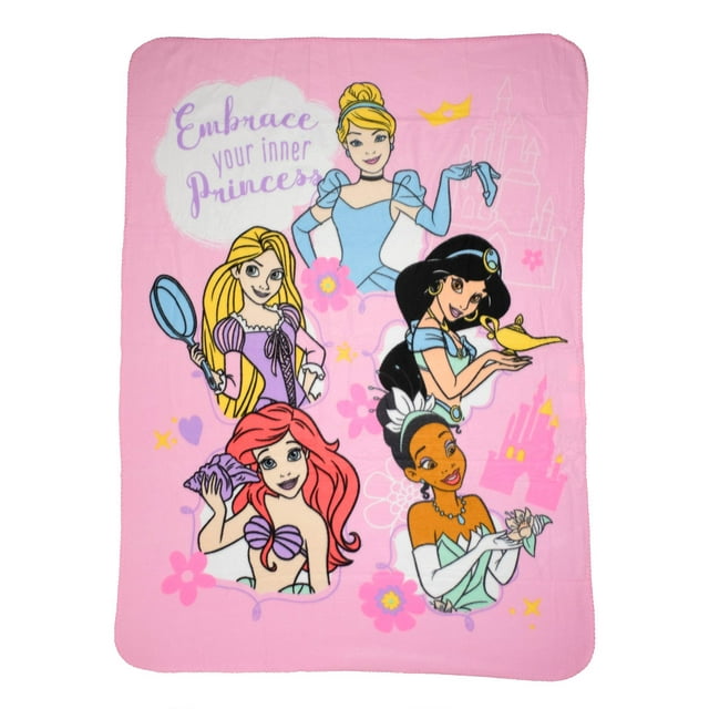 Disney Princesses Throw Blanket 45x60 Ariel Jasmine Tiana Rapunzel