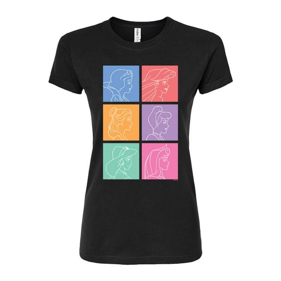 Disney Princesses - Snow White, Ariel, Belle, Cinderella, Jasmine & Aurora - Juniors Fitted Graphic T-Shirt