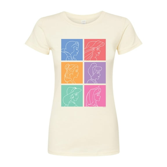 Disney Princesses - Snow White, Ariel, Belle, Cinderella, Jasmine & Aurora - Juniors Fitted Graphic T-Shirt
