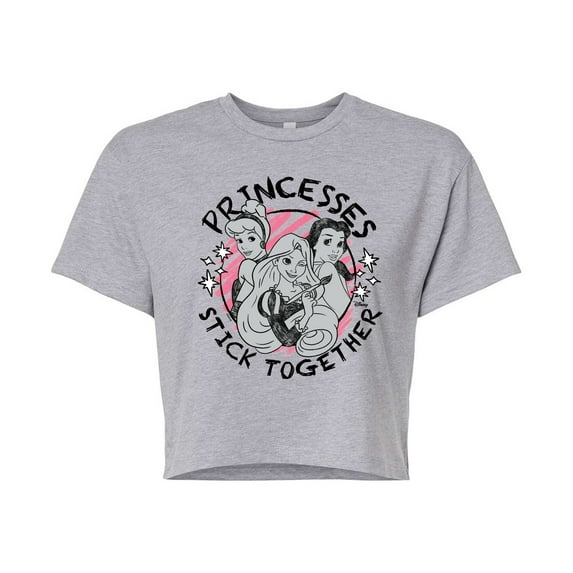 Disney - Princesses Stick Together - Juniors Cropped Cotton Blend T-Shirt